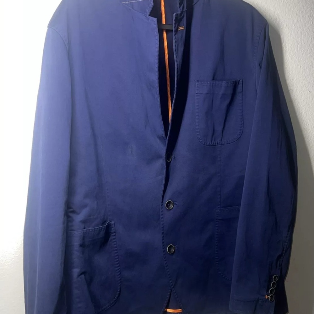 Robert graham mans sport coat blazer 3 button   Blue cotton size 44